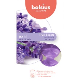 Bolsius, 6 Duftkerzen, Bunte Duft-Wachspads, Farbe: Violett, Duft: Lavendel, True Scents