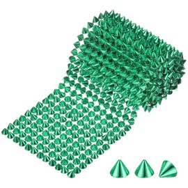 M METERXITY 1 Yard Sew Stitch on Spikes Stud Cone 12Rows Plastic Grass Green Spike Rivet with Flat Back Punk Rock Trim Mesh Bead for DIY Crafts/Clothes/Shoes/Bags