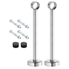 uxcell 2Set Ceiling Mount Bracket Fit 1.26inch Pipe, Stainless Steel Curtain Rod Holder Closet Rod Holders for Wardrobe Bathroom Curtain Pipe, 11.81inch Length
