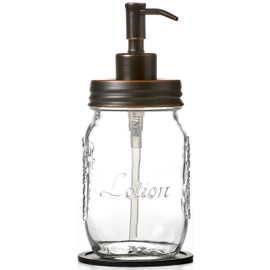 Mason Jar Soap and/or Lotion Dispenser for Hand Sanitizer, Liquid Soap or Hand/Body Lotion (Oil Rubbed Bronze, Single 16oz)