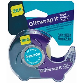 Seal-It 3/4 Inches x 1000 Inches, Gift Wrap Tape, Press'n Cut Dispenser, Clear