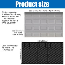 Garage Door Screen for Winter 16x8ft Garage Door Insulation Kit for 2 Car Magnetic Thermal Curtain Oxford Cover Blanket, Weatherproof, Windproof, Soundproof