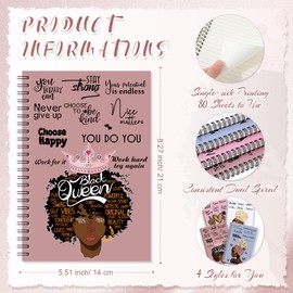Kosiz 4 Pieces Black Women Notebooks Inspirational African American Spiral Journal Line Notepads Gifts Motivational for Black Women Christmas Girls Teachers Students