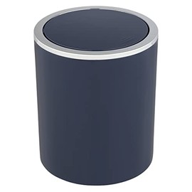 WENKO Inca Cosmetic Bin, 2 Litre Capacity, Waste Bin for Guest Toilet, Bathroom Bin with Swing Lid, Small Plastic Waste Bin, BPA-Free, Diameter 14 x 16.8 cm, Dark Blue