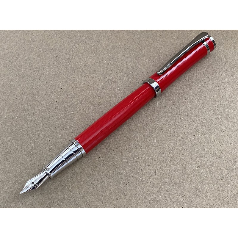 Rhapsody Luxury 3035 Executive Steel Fountain Pen in RED Ink