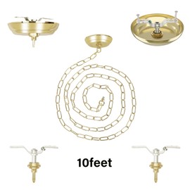 Eumyviv 10 Feet Heavy Duty Gold Chain with 5" Light Canopy Kit for Chandelier, Swag Light Kit Light Fixture Mounting Bracket for Hanging Light,L0019