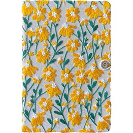 ipoul Daisy Gift, Flower Journal, Embroidered Notebook, Beautiful Journals for Women, 8"x6", Hardcover, Lay Flat, A5, Wide Ruled, Writing Journal, Cute Notebook, Pretty Journal, Yellow Daisy