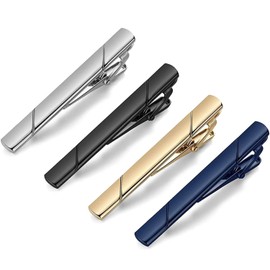 Tie Clips,4 PCS Long Tie Bar Clip Set for Men Necktie Bar Pins Men's Tie Accessories for Men Daily Life Business Anniversary Engagement