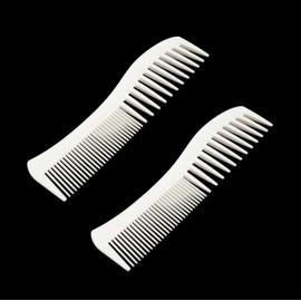 Amelia Beauty, 8in White Plastic Detangling Wave Comb, Made in USA, Professional Grade Comb, Portable Salon Barber Shop Black Everyday Styling Rake Comb Hair Styling Tool, 7.5"x 2", 2 Pack