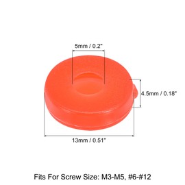 sourcing map 100Pcs 5mm Hinged Screw Cover Caps Plastic Fold Screw Snap Covers Washer Flip Screw Protection Cover for M3 M4 M5 Screws, Red