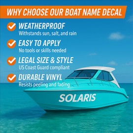 Custom Boat Name Decals - Custom Marine Vinyl Lettering and Boat Letters - Weatherproof and Easy to Apply for Personal Watercraft, Jet Ski, Yacht