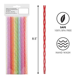 OGGI Set of 36 Twist Reusable Drinking Straws- Rainbow Straws, Reusable Straws Perfect for Preserving Jar Cups, Tumblers, & More, Eco-Friendly Plastic Straws, Includes Assorted Colors