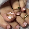 French Tip Press on Toenails Spring Flower Fake Toenails Gold