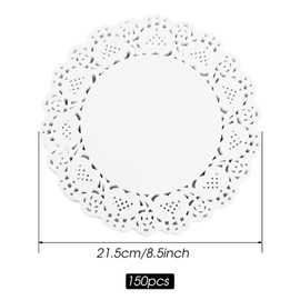 Vin Beauty Vin Beauty 150 Pieces Paper Doilies - 8.5 inch White Lace Round Paper Doilies for Buffet, Cake, Fried Food, Party, Wedding Tableware Decoration