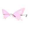 Rimless Butterfly Wing Unique Party Shade Sunglasses Gold Pink