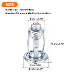 uxcell 10Pcs Multi-Grip Rivet Jack Nut, #10-24 Petal Carbon Steel Thread Zinc Finish Blind for Plastic Pressboard Hardboard Door Anchors Aluminium cladding Steel Pipe