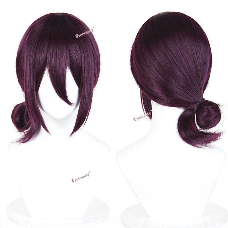 Probeauty Short Purple Anime Wig Deep Purple Wig for Women