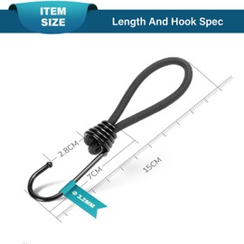 Abma Cord Tensioning Elastic Straps with Hooks 15 cm Pack of 20 Expander with Hooks Short Rubber Tensioner Tarpaulin Tensioner Hook for Tarpaulin, Nets, Tents, Trailer Tarpaulin, Banner