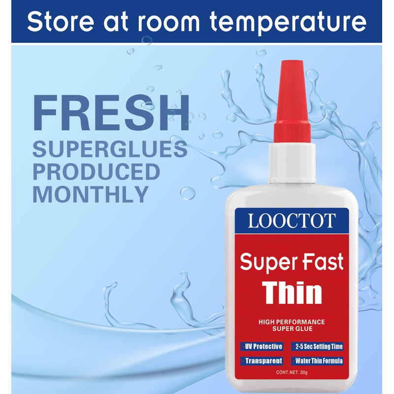 LOOCTOT 60g(2.12 oz) Thin Super Glue Dries Super Fast (2-5