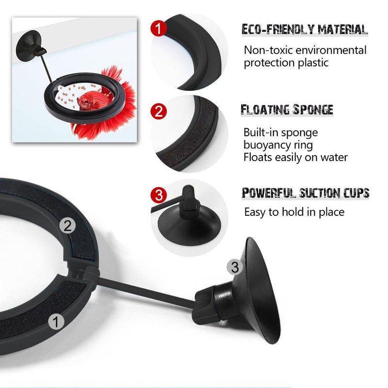 Fish Feeding Ring, Fish Safe Floating Food Feeder Circle Blue,