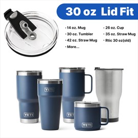Diumepo 30 oz Tumbler Lids Fits for 30 oz YETI Rambler, Ozark Trail and More, 2 Pack Spill-proof Lids,Covers for 30 Ounce Tumbler,Cup(Black)