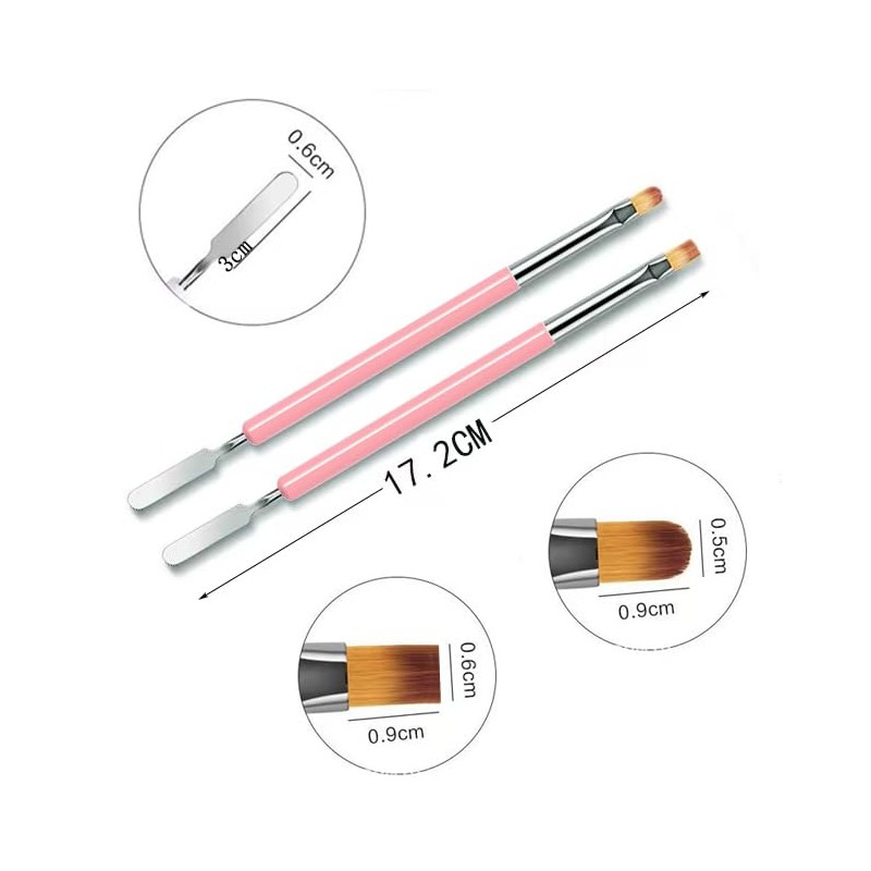 Nail Brushes, Pack of 2 Nail Art Brushes, Dual-Ended Polygel