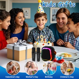 Mini Karaoke Machine, Singing Equipment Speaker with 2 Wireless Microphones and Light, Portable Bluetooth Karaoke Machine for Adults，Birthday Gifts for 3-12+ Year Old Boys Girls, Home Party