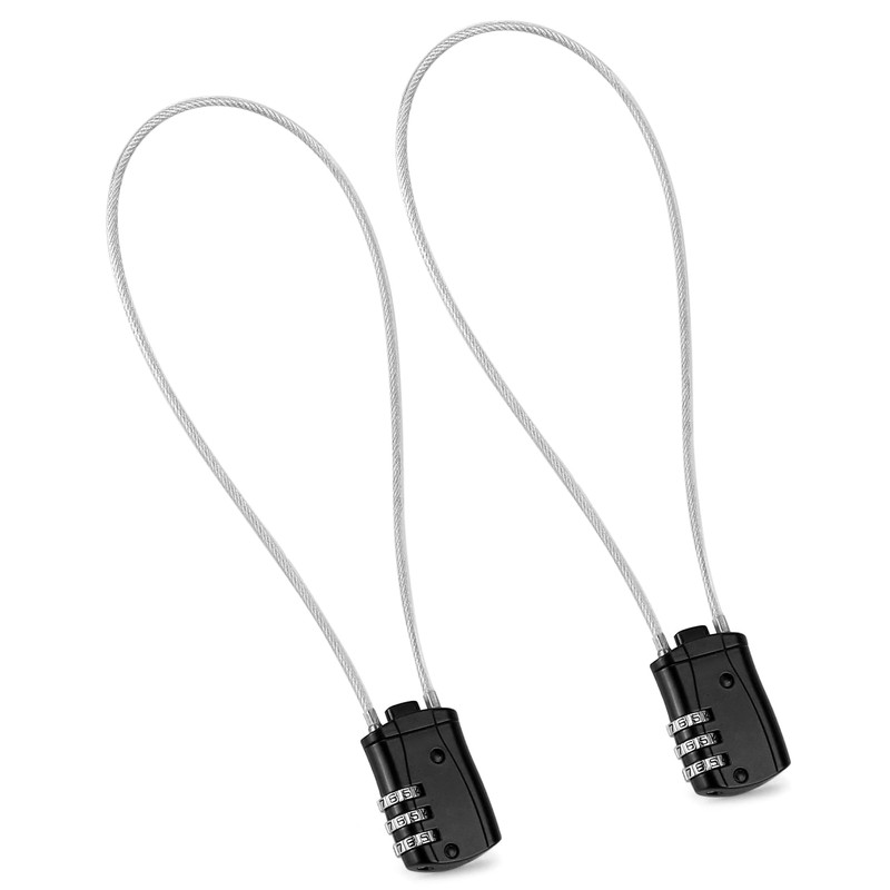 QWORK Motorcycle Helmet Lock, 2 Pack Password Lock & Cable