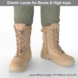 RJ-Sport 72" No Tie Shoelaces - Extra Long Elastic Shoe Laces for Boots, Plus Size Sneakers Roller Skates Shoes, camouflage