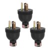 3Pcs American 3 Pole Plugs Compact Plastic Anti Loose Portable