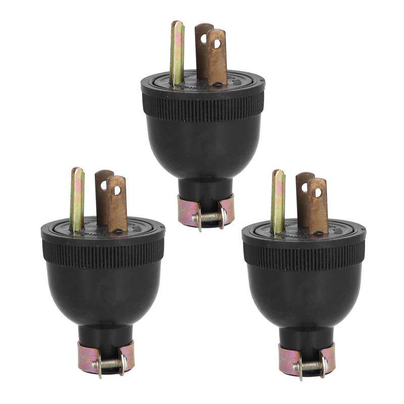 3Pcs American 3 Pole Plugs Compact Plastic Anti Loose Portable