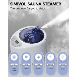 Simivol Sauna Steamer Machine, Portable Sauna Steamer, Steam Generator for Sauna, 2.5 Liter Home Sauna Steamer Pot with Remote Control, Steam Cup, Home Spa Sauna Accessories