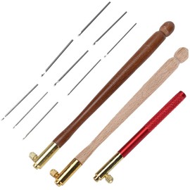 Crochet Hooks Knitting Needles Set, Crochet Hooks with Ergonomic Handle, Easy to Use Crochet Accessories, Beech Stainless Steel Hook Needles for Embroidery, Beads, Knitting, DIY Sewing