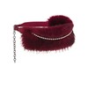 Wriidy Fur Leather Belt Red Women Punk Belt Wide Bead