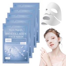 Pack of 5 Organic Collagen Real Deep Mask, Collagen Mask Overnight, Collagen Mask Face Overnight, Deep Collagen Mask, Moisturising Mask with Hydrolysed Collagen