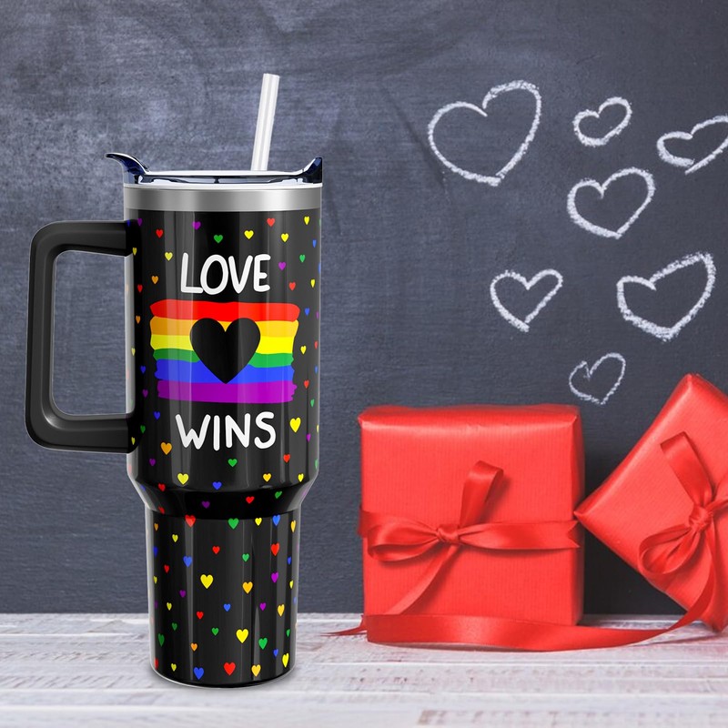 Sabobo Pride Rainbow Love Wins 40oz Tumblers with Handle and