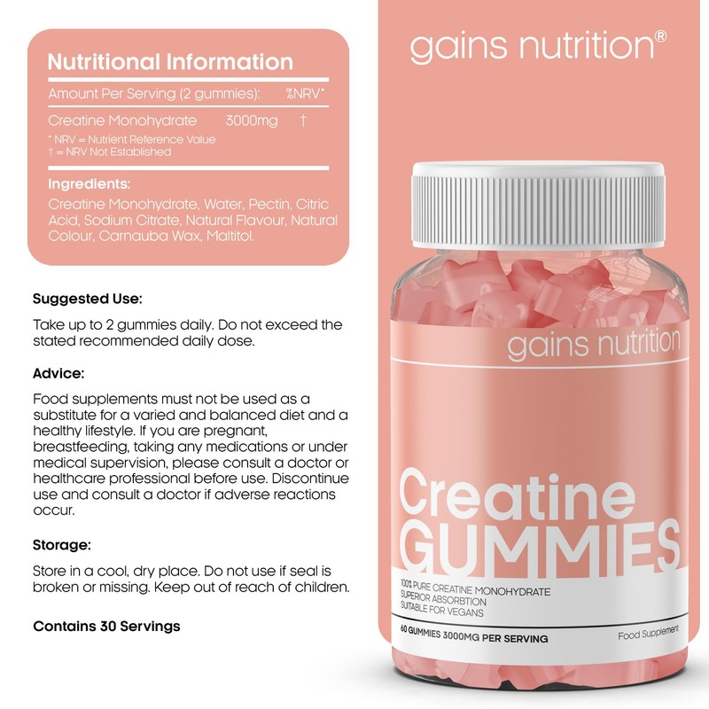 GN Creatine Gummies | 60 Chewable Creatine Gummies for Men