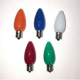 25 Pack C9 LED Replacement Christmas Light Bulbs Opaque LED Light Bulbs Commercial Grade E17 Intermediate Base Dimmable SMD LEDs UL Listed for Indoor and Outdoor Use (Multi Color)