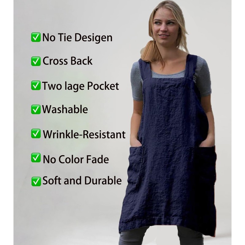 Stomeshle Japanese Aprons Plus Size Smock for Women with Pockets