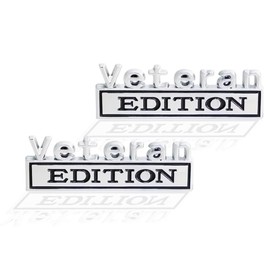 2 Pack Veteran Edition Emblem Sticker is applicable to all vehicle trunk doors and window decoration (Silver-Black)