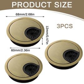 3PCS Grommet 60mm,Round Grommet Hole Cover for Home Office,Bronze