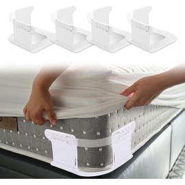Longzhuo Soportes para sábanas con Bloqueo para Mantener Las sábanas apretadas, Antideslizantes para Colchones - Mantén Las Sábanas Firmes y en su Lugar (4 Unidades)