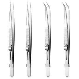 4 Pieces Diamond Tweezers Precision Soldering Tweezers Professional Jewelry Gem Tweezer ESD Electronic Industrial Tweezer with Slide Locking and Slot for DIY Jewelry Craft Makeing
