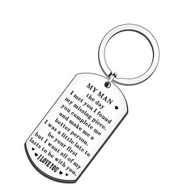 QMVMV Valentine Gifts Husband Keychain for Him Boyfriend Anniversary Birthday to My Man Couple Wedding Long Distance Relationship Stocking Stuffer Gifts for Hubby Fiance Groom
