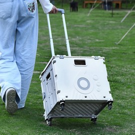 Imported Outdoor Foldable Utility Cart - Portable for Camping & Shopping Glacier Green - Without Integrated Cover (Plastic Wheels)