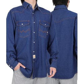 BOCOMAL FR Shirts Washed Denim EX Soft Lightweight Smooth Fit Pearl Snaps Down Durable Flame Resistant Work Clothing