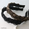 VINGTAINE HK-355-BK- Braided Headband with Different Materials, Twist Braid, Chiffon