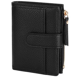 RRANCharltu Women's Leather Wallet Small with Card Slots Purse Women's Small Wallet Girls with Zip Pocket and Banknote Compartment, black, Classic