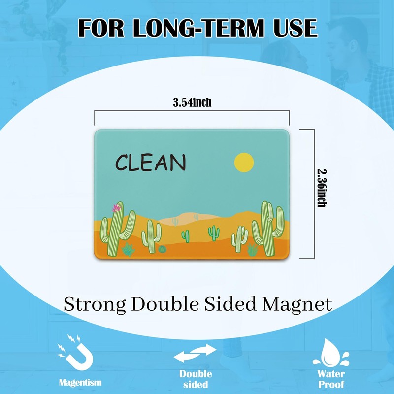 Cute Clean Dirty Dishwasher Magnet, Washing Machine Magnet Flip, Kitchen