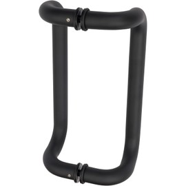 Rockwell Security Contemporary Offset Back to Back Door Pull Handle for Tempered Glass Mount 10 Inch for Commercial Swing Door Hardware in Black Finish